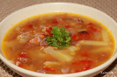Рецепт супа с копчеными ребрышками