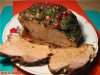 Свинина, запечёная с грибами и брусникой