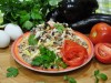 Салат из баклажанов с яичными блинчиками